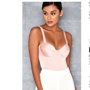 Mistress Rocks, "Play Nice" Pink Satin Bustier Bodysuit, M